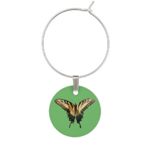 Swallowtail Butterfly III Beautiful Colorful Photo Wine Glass Charm