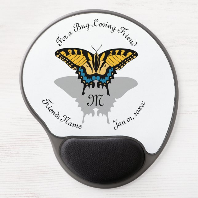 Swallowtail Butterfly Monogram Gel Mouse Pad (Front)