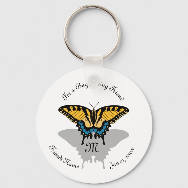 Swallowtail Butterfly Monogram Keychain (Front)