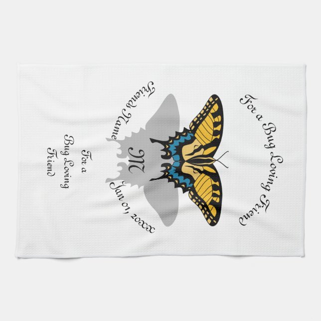 Swallowtail Butterfly Monogram Kitchen Towel (Horizontal)