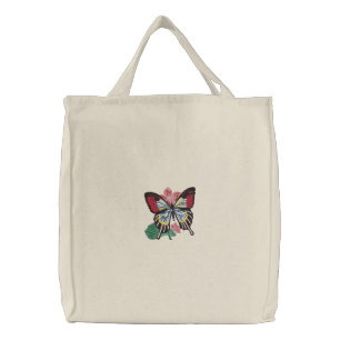 Swallowtail Butterfly on Flower Embroidered Bag
