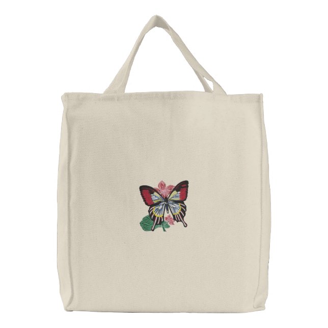Swallowtail Butterfly on Flower Embroidered Bag (Front)
