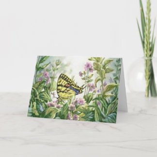 Swallowtail Butterfly on Forget-Me-Nots Painting Card