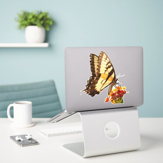 Swallowtail butterfly on milkweed flower sticker (Laptop On Desk)