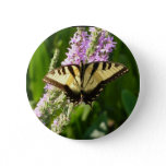 Swallowtail Butterfly on Purple Wildflowers Button