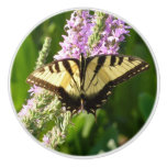 Swallowtail Butterfly on Purple Wildflowers Ceramic Knob