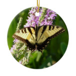 Swallowtail Butterfly on Purple Wildflowers Ceramic Ornament