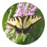 Swallowtail Butterfly on Purple Wildflowers Classic Round Sticker
