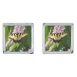Swallowtail Butterfly on Purple Wildflowers Cufflinks