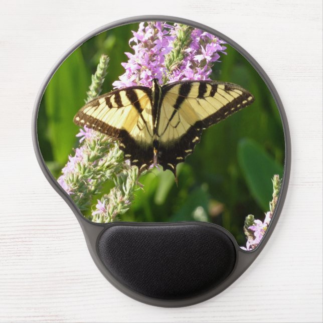 Swallowtail Butterfly on Purple Wildflowers Gel Mouse Pad (Front)