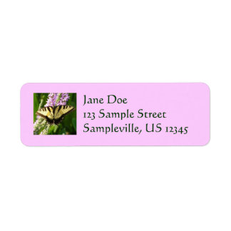 Swallowtail Butterfly on Purple Wildflowers Label