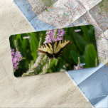 Swallowtail Butterfly on Purple Wildflowers License Plate