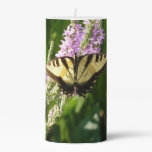 Swallowtail Butterfly on Purple Wildflowers Pillar Candle