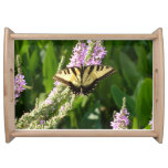 Swallowtail Butterfly on Purple Wildflowers Serving Tray