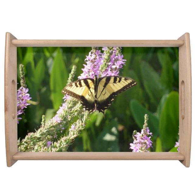 Swallowtail Butterfly on Purple Wildflowers Serving Tray (Front)