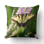 Swallowtail Butterfly on Purple Wildflowers Throw Pillow