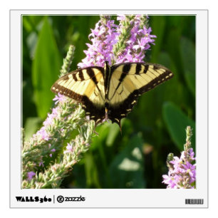 Swallowtail Butterfly on Purple Wildflowers Wall Decal