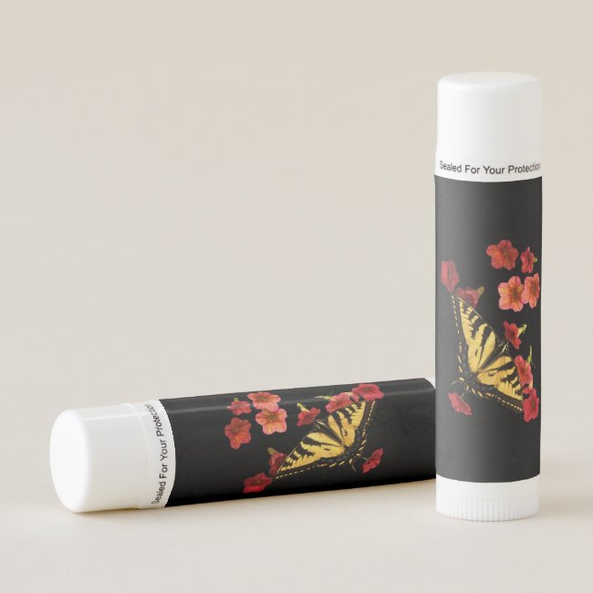 Swallowtail Butterfly on Red Flowers Lip Balm