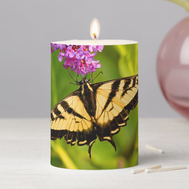 Swallowtail Butterfly on the Butterfly Bush Pillar Candle (In Situ)