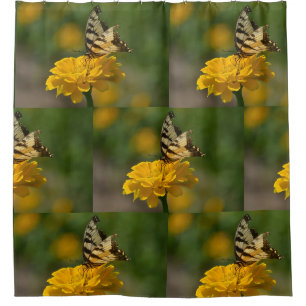 Swallowtail Butterfly On Zinnia Shower Curtain