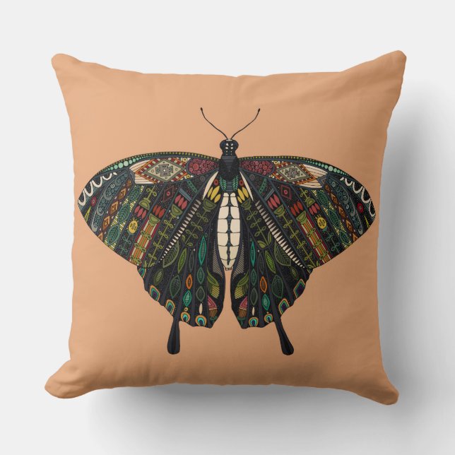 swallowtail butterfly peach throw pillow (Front)