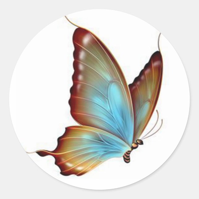 Swallowtail Butterfly Sticker/Blue Classic Round Sticker (Front)