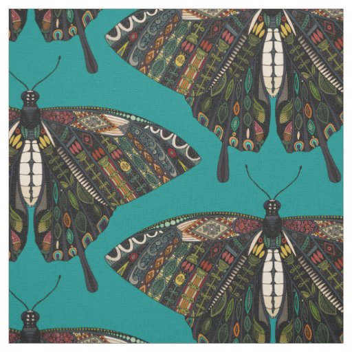 swallowtail butterfly teal fabric