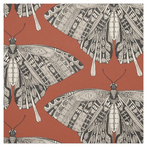 swallowtail butterfly terracotta black fabric