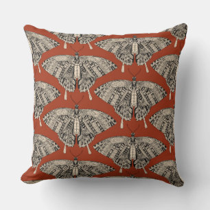 swallowtail butterfly terracotta black throw pillow