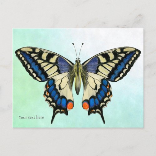 Swallowtail Butterfly Watercolor Painting Postcard