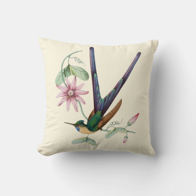 Swallowtail Hummingbird Floral Indoor Pillow 16x16 (Front)