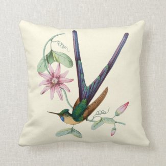 Swallowtail Hummingbird Floral Indoor Pillow 16x16