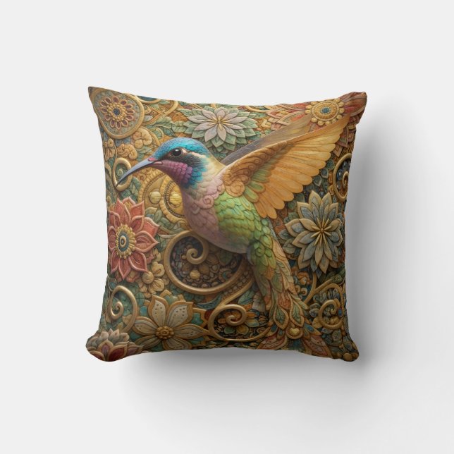 Swallowtail in Ornamental Flowers Throw Pillow (Front)