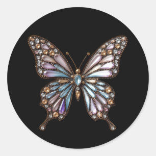 Swallowtail Jeweled Rhinestone Butterfly Classic Round Sticker
