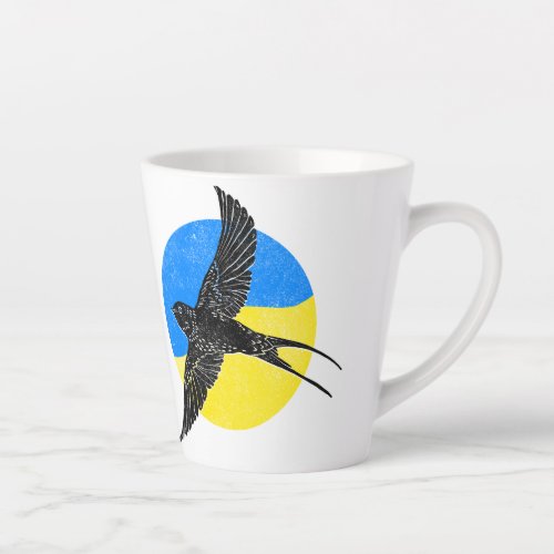 Swallowtail on Blue  Yellow Ukrainian design Latte Mug