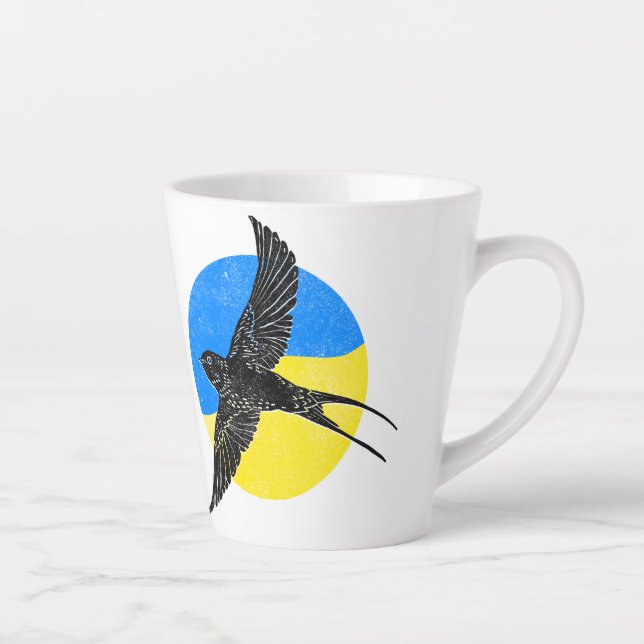 Swallowtail on Blue & Yellow, Ukrainian design Latte Mug (Right)