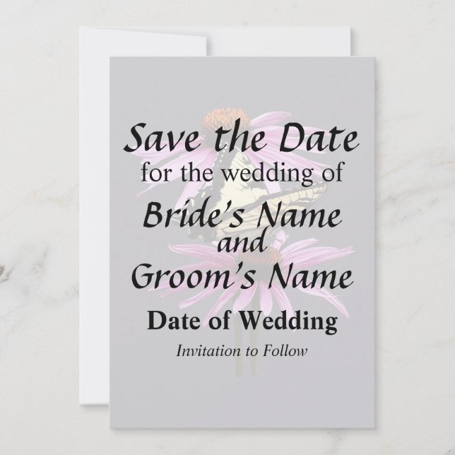 Swallowtail On Coneflower Save The Date (Front)