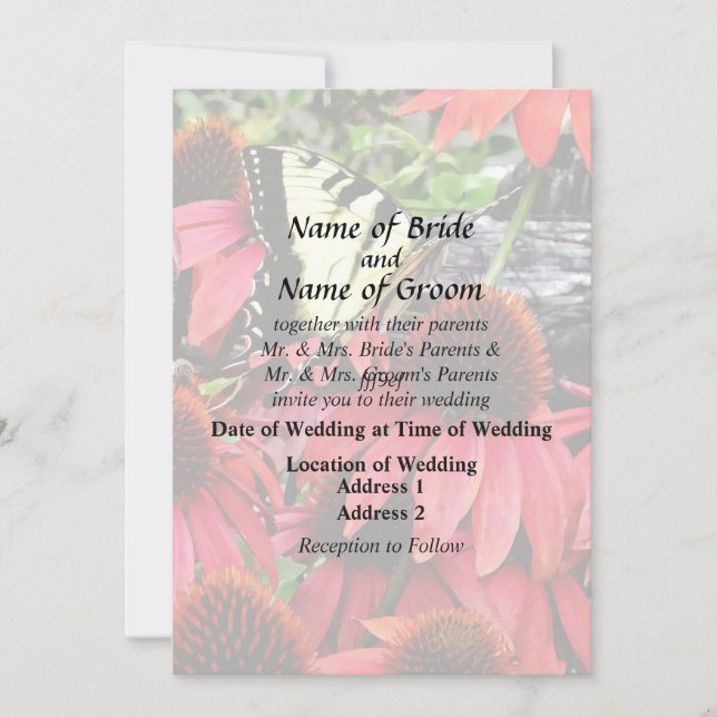 Swallowtail on Red Coneflower Invitation (Front)