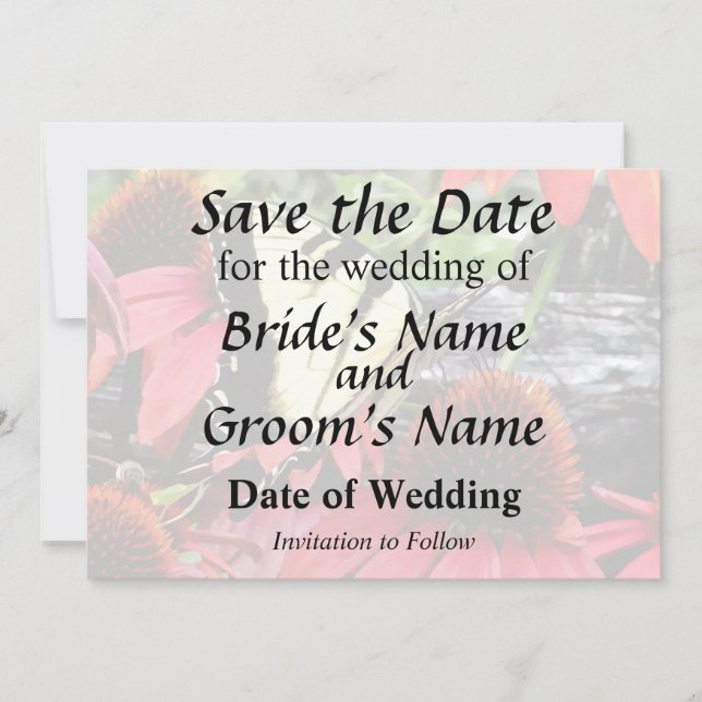 Swallowtail on Red Coneflower Save The Date (Front)
