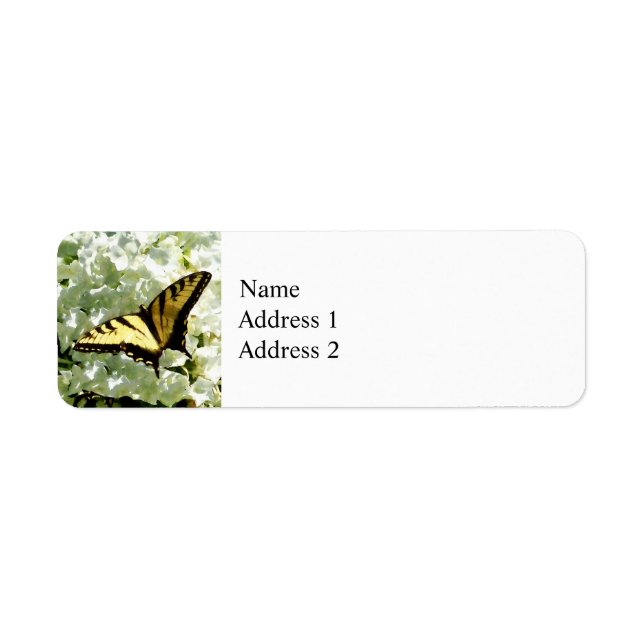 Swallowtail on White Hydrangea Label (Front)
