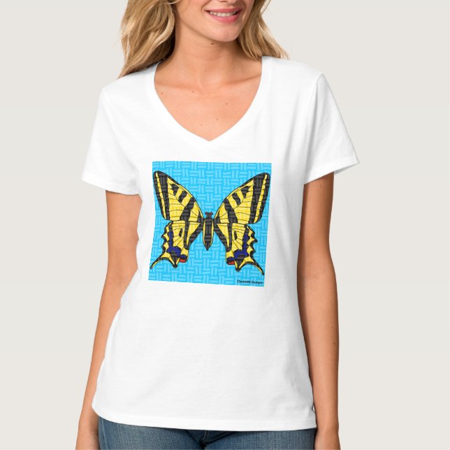 Swallowtail (white) - Women's Basic V T-Shirt (Front)