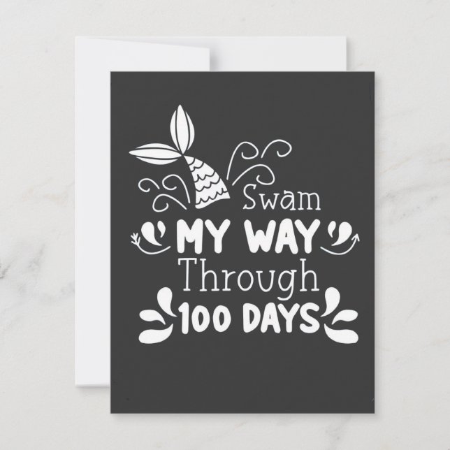 Swam My Way Thru 100 Days of School Invitation (Front)