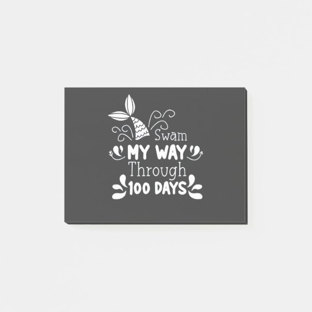 Swam My Way Thru 100 Days of School Post-it Notes (Front)