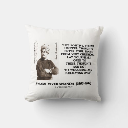 Swami Vivekananda Positive Strong Helpful Thoughts Throw Pillow