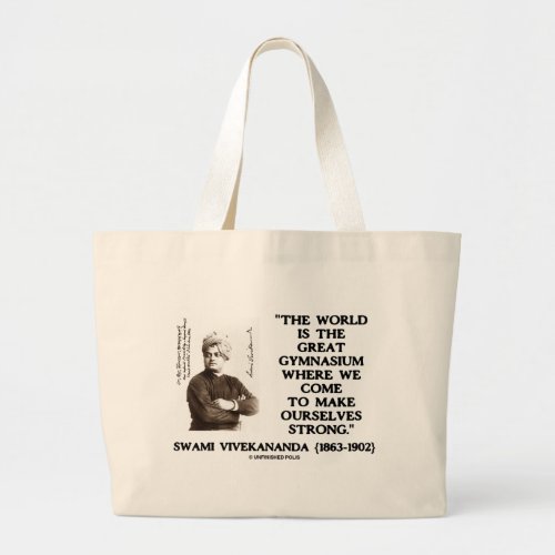 Swami Vivekananda World Great Gymnasium Strong Large Tote Bag