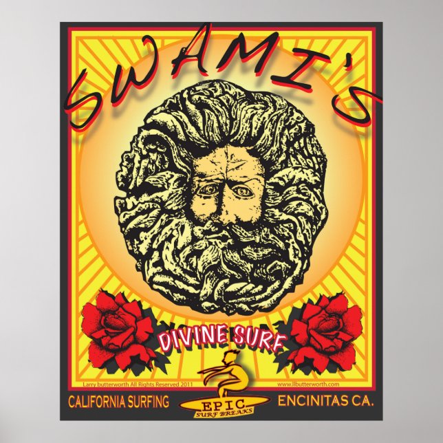 SWAMI'S ENCINITAS CALIFORNIA SURFING SURFBREAK POSTER (Front)