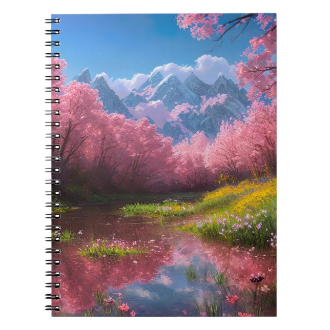 Swamp Adorned with Blossoming Cherry Trees Notebook (Front)