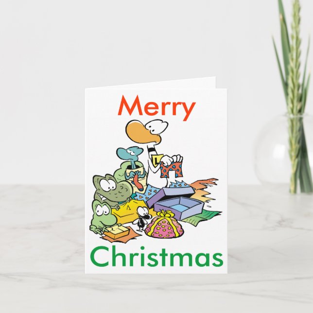 Swamp Animals Cartoon Christmas Card (Front)