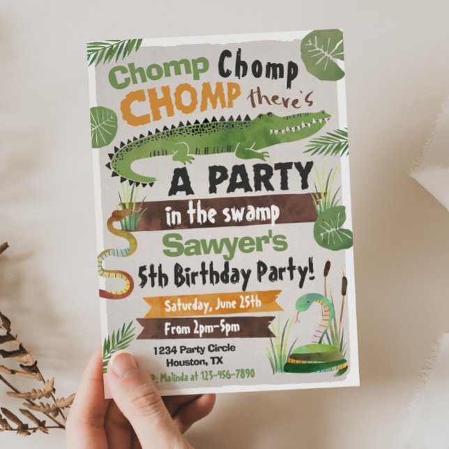 Swamp Birthday Invitation | Alligator | Crocodile (Creator Uploaded)