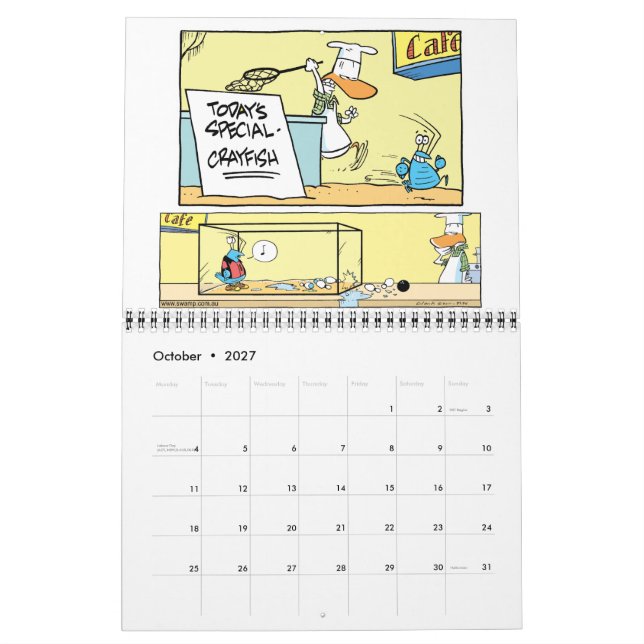 Swamp Cartoon Animals 12 Month Calendar (Oct 2027)